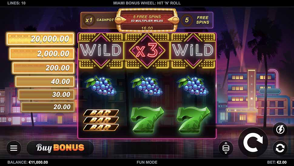 Miami Bonus Wheel Hit 'n' Roll Slot - Review, Free & Demo Play preview