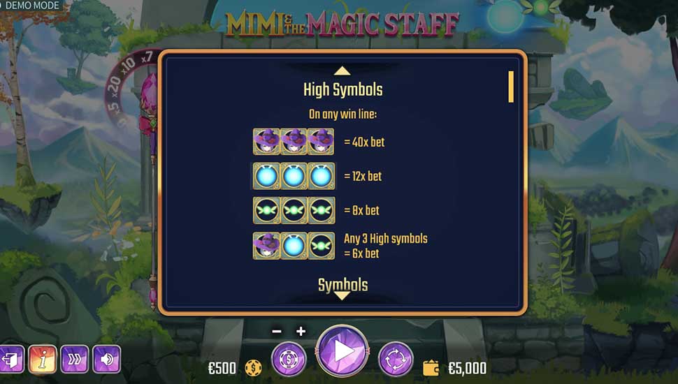 Mimi and the Magic Staff slot paytable