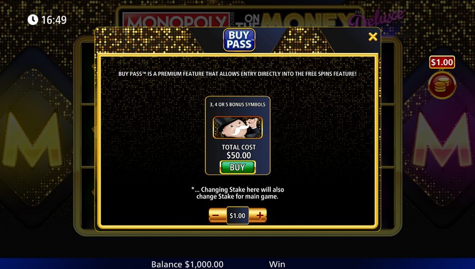Monopoly on the Money Deluxe slot Buy pass