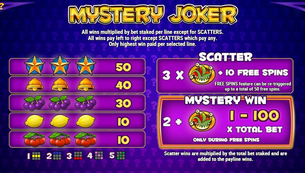 Mystery Joker Slot - Paytable