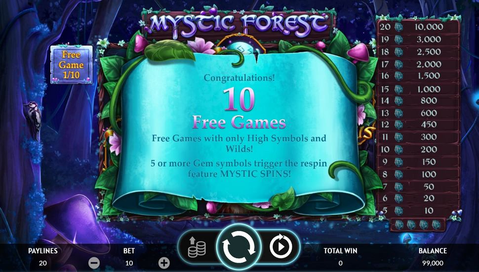 Mystic Forest slot free spins