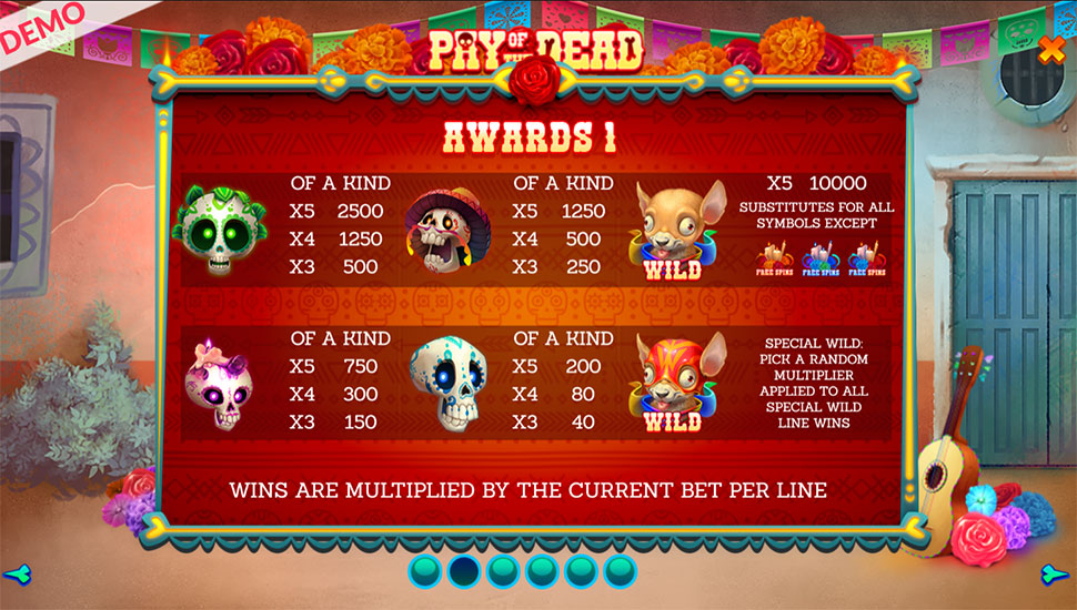 Pay of the Dead Slot - Paytable