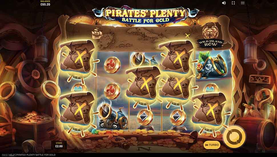 Pirates Plenty Battle for Gold slot Wild Island Row Feature
