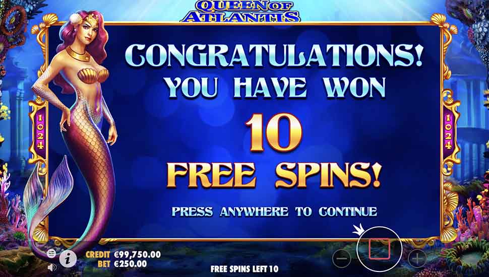 Queen of Atlantis slot free spins