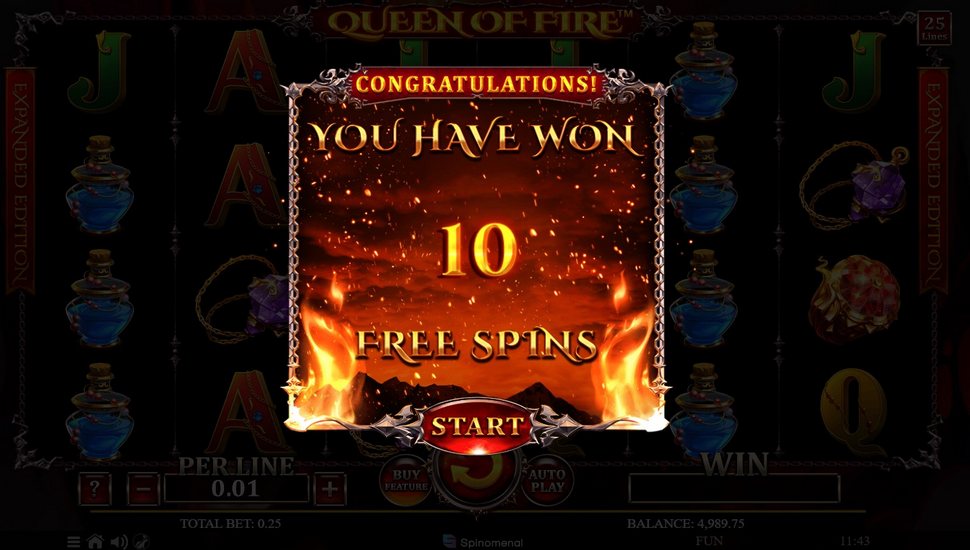 Queen of Fire Expanded Edition Slot - Free Spins