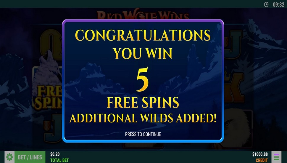 Red Wolf Wins Slot - Free Spins