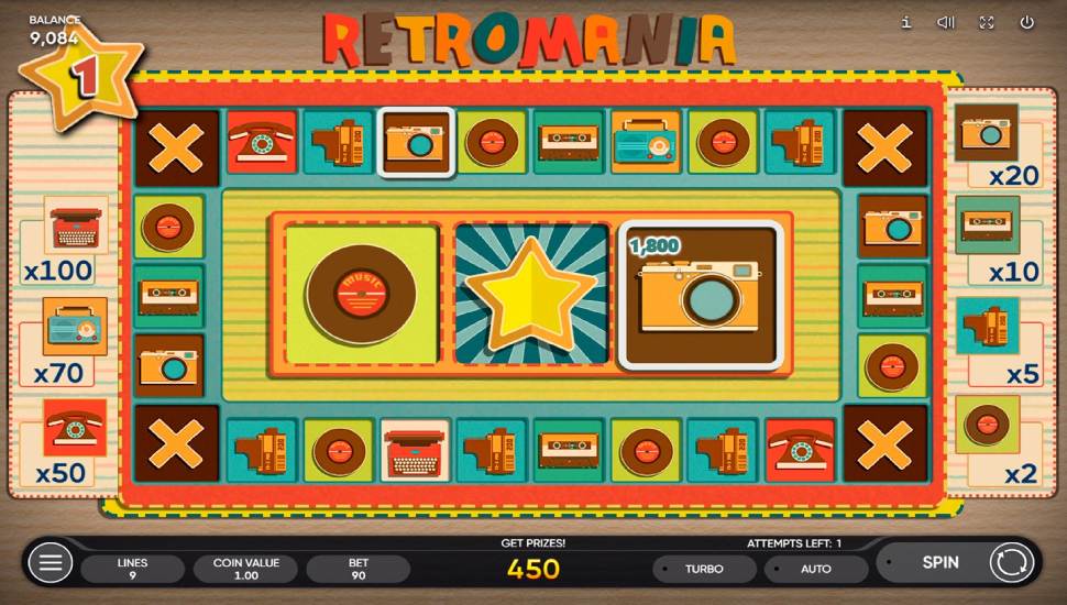 Retromania slot - Bonus game
