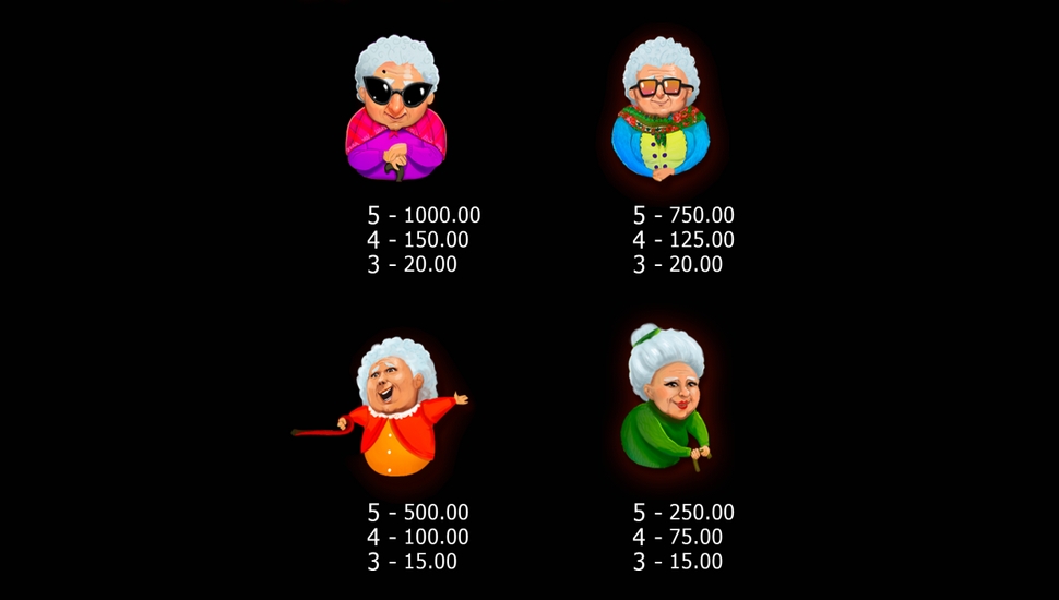 Rich Granny Slot - Paytable