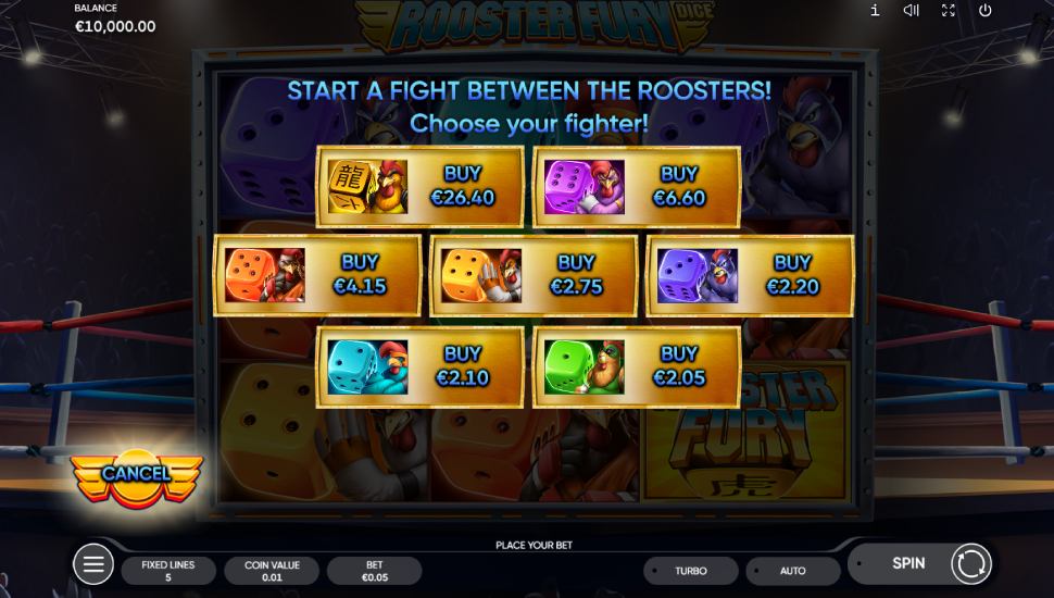 Rooster fury dice slot - feature
