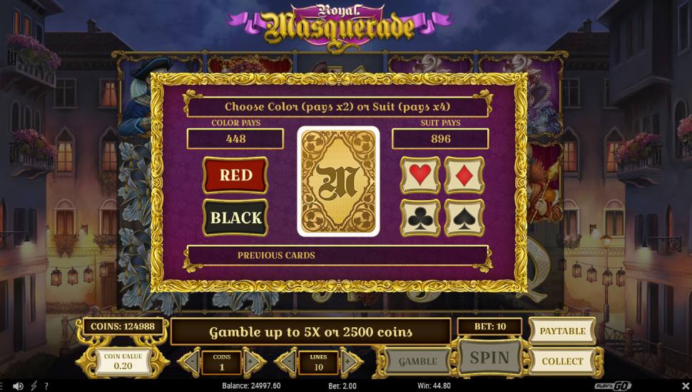 Royal Masquerade slot - risk game