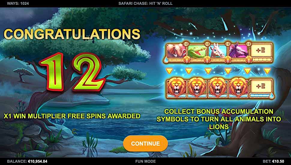 Safari Chase Hit 'n' Roll slot free spins