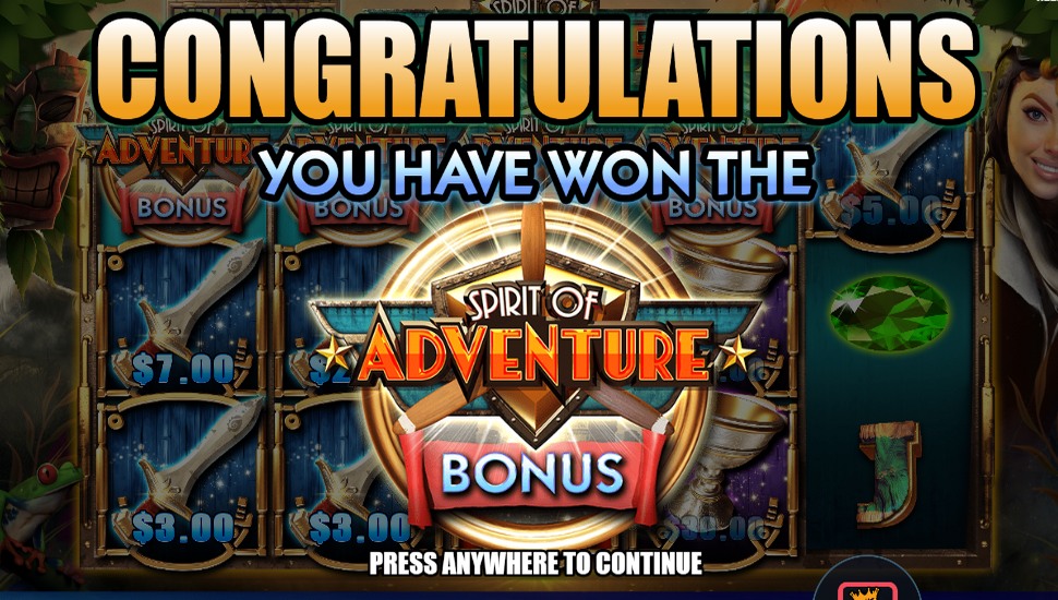 Spirit of Adventure slot - Bonus Round