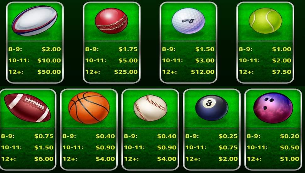 Sports Bonanza Accumul8 Slot - Paytable