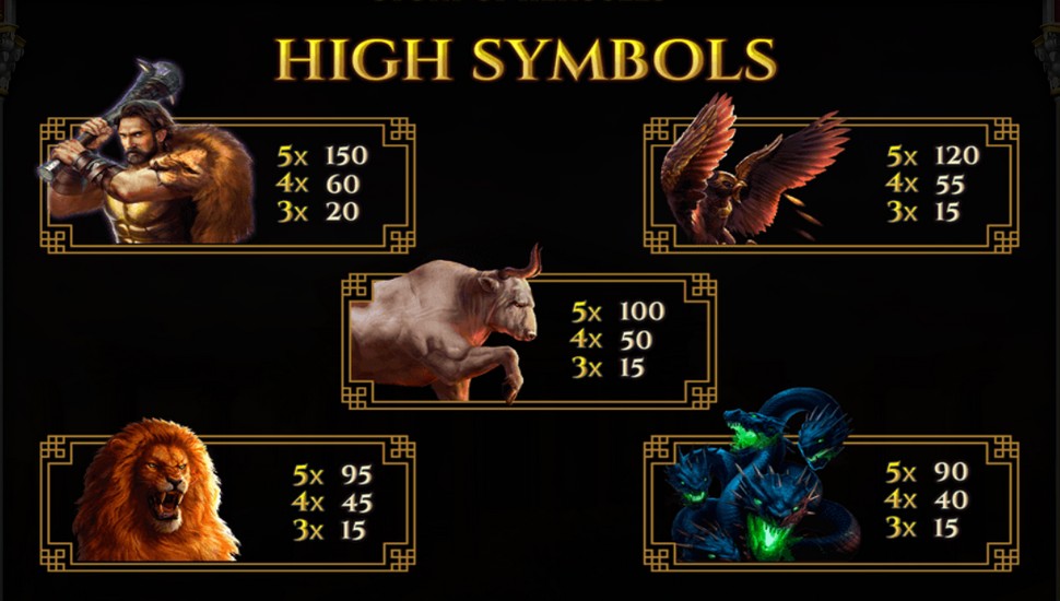 Story of Hercules 15 Lines Slot - Paytable