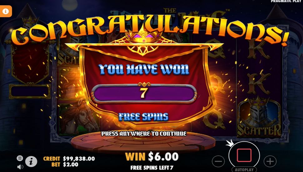 The knight king slot free spins