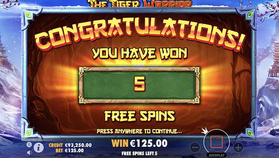 The Tiger Warrior slot free spin