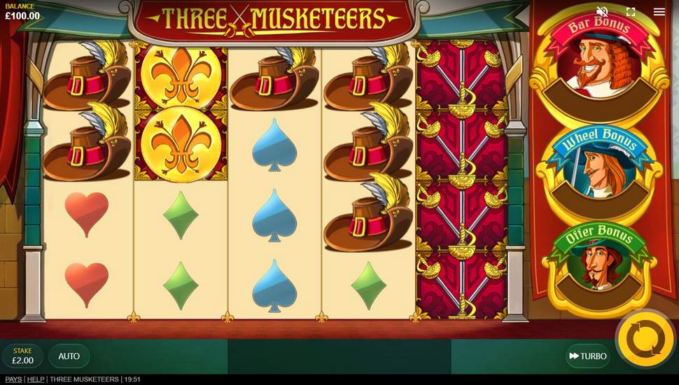Three Musketeers Slot - Review, Free & Demo Play preview