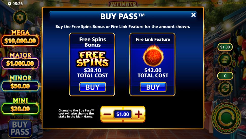 Ultimate Fire Link Olvera Street slot - feature