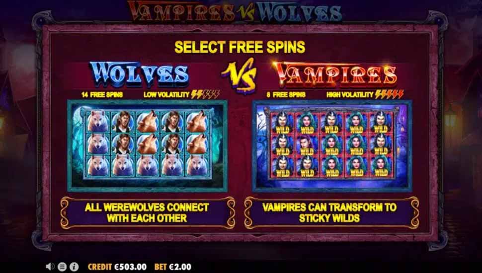 Vampires vs Wolves slot free spins