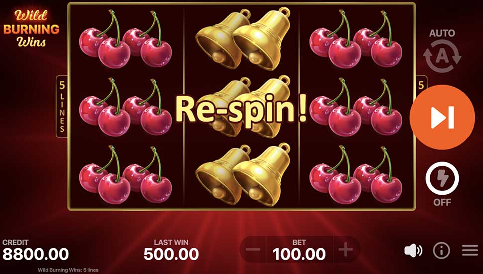 Wild Burning Wins 5 lines slot respin