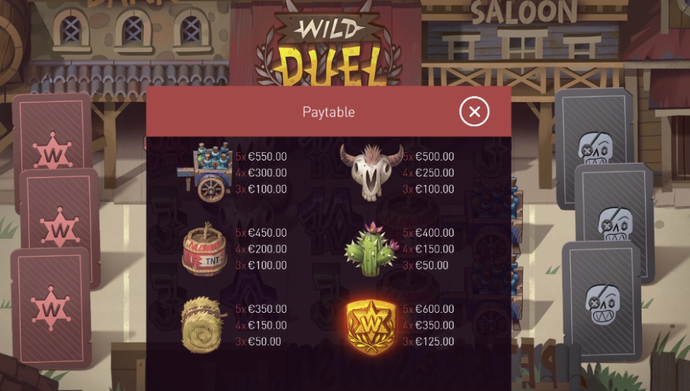 Wild duel slot - payouts